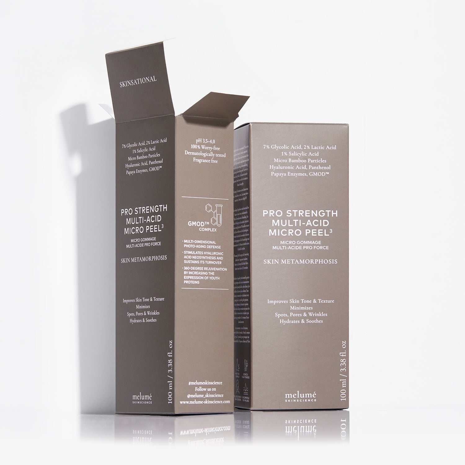 image packshot of packaging of pro strength multi-acid micro peel behind white background