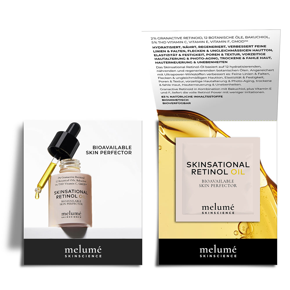 image packshot skinsational retinol oil sachet opened and closed